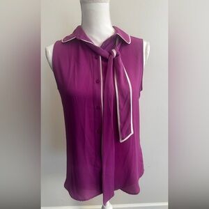 DKNY Magenta Blouse with Tie Accent